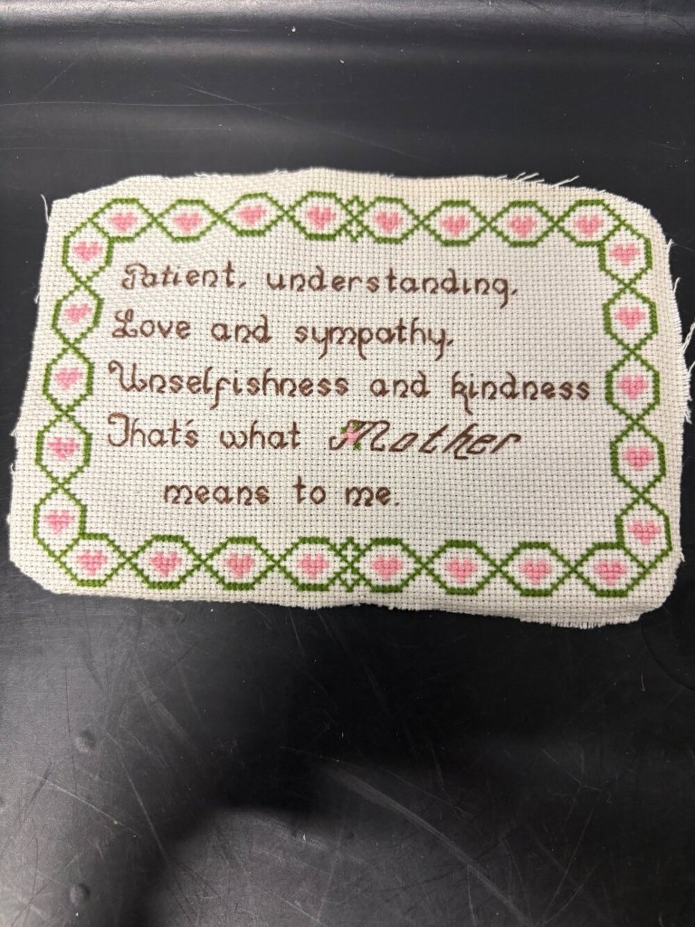 Handmade Cross-Stitch Panel Sampler Mother Mom Quote 6x4 Granny Core Cottagecore